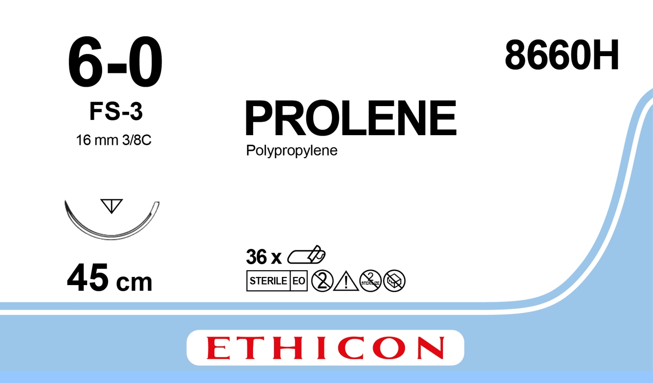 Prolene suture 6-0, 8660H, FS-3 needle, 45 cm blue - Suture Online