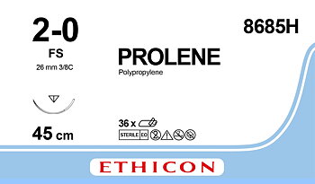 Prolene sutur 2-0, 8685H, FS needle, 45 cm blue