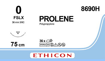 Prolene sutur 0, 8690H, FSLX needle, 75 cm blue
