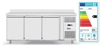 Kylbänk med 3 dörrar och bakkant, 420L