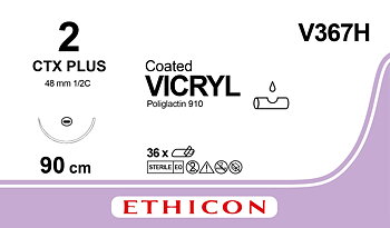 Vicryl suture 2, V367H, CTX needle, 90 cm purple