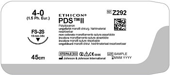 PDS II Suture 4-0, Z292E, FS-2S needle, 45 cm undyed
