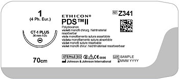 PDS II Suture 1, Z341H, CT-1 Plus needle, 70 cm purple
