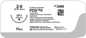 PDS II Suture 2-0, Z466H, CP-1 needle, 70 cm purple