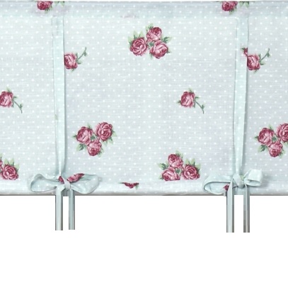 Hissgardin prickar och rosor turkosgrön 140 cm shabby chic lantlig stil