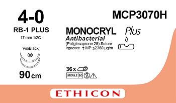 Monocryl plus suture 4-0, MCP3070H, 2XRB-1 VB 90 cm purple
