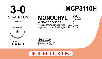 Monocryl plus suture 3-0, MCP3110H, SH-1 VB 70 cm purple