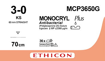Monocryl plus suture 3-0, MCP3650G, KS 70 cm undyed