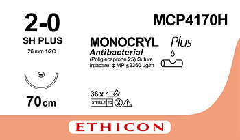 Monocryl plus suture 2-0, MCP4170H, SH 70 cm purple