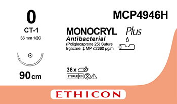 Monocryl plus suture 0, MCP4946H, CT-1 90 cm purple