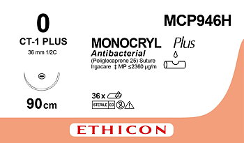 Monocryl plus suture 0, MCP946H, CT-1 90 cm undyed