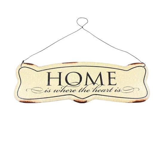 Plåtskylt HOME is where the heart is lantlig stil