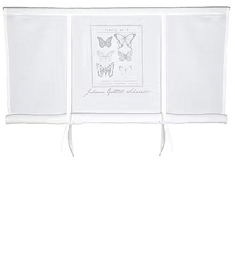 Hissgardin Butterfly Fjäril vit med grått tryck lantlig stil 