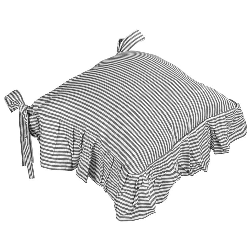 Stolsfodral grå rand med volang 4 sidor shabby chic lantlig stil - 2