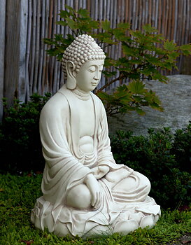 Vacker Och Stor Buddha - Antik Vit
