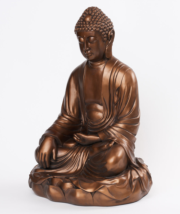 Vacker Och Stor Buddha - Brons Finish