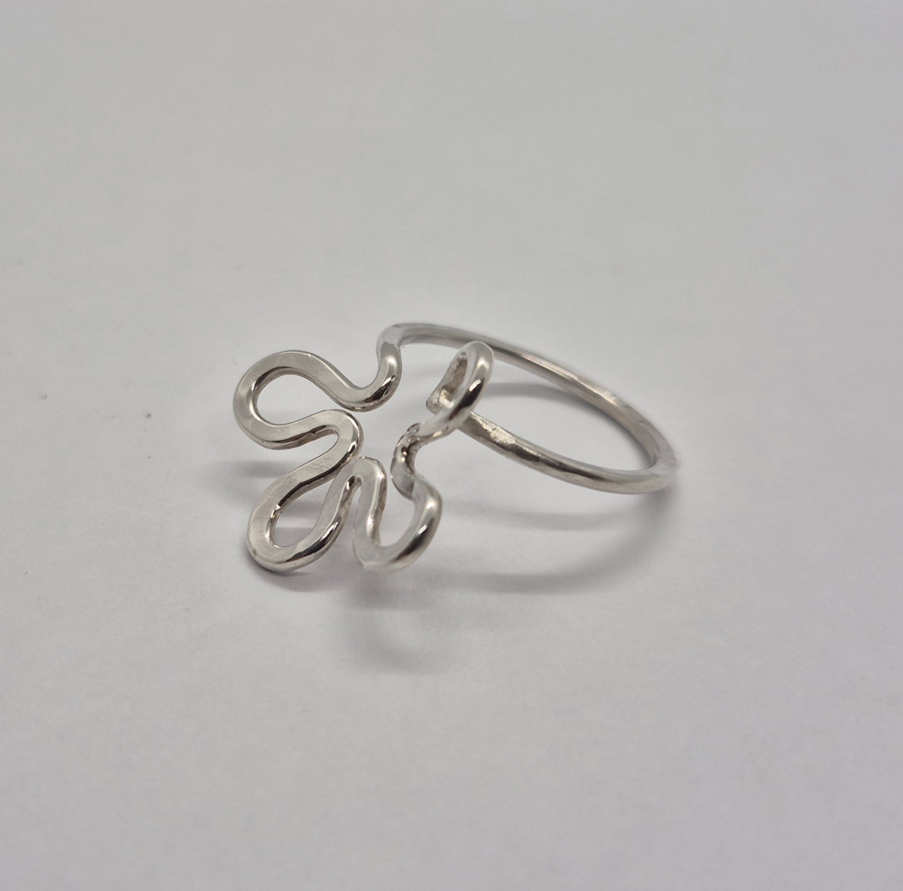Handsmidd silverring blomma - 925 Sterling Silver - 2