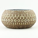 Mari Simmulson (Mexico 1960s) Brown Swelling Bowl with Relief Decor 18/9 cm