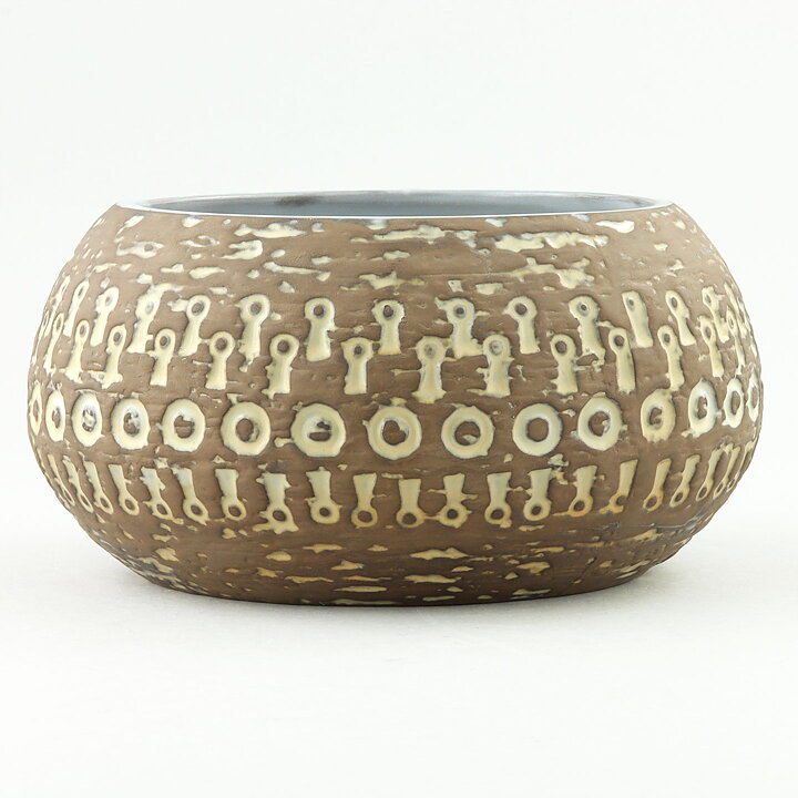 マリ・シムルソン 幾何学模様の茶色のボウル（Bowl） 1960年代  18/9cm