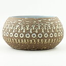 Mari Simmulson (Mexico 1960s) Brown Swelling Bowl with Relief Decor 18/9 cm