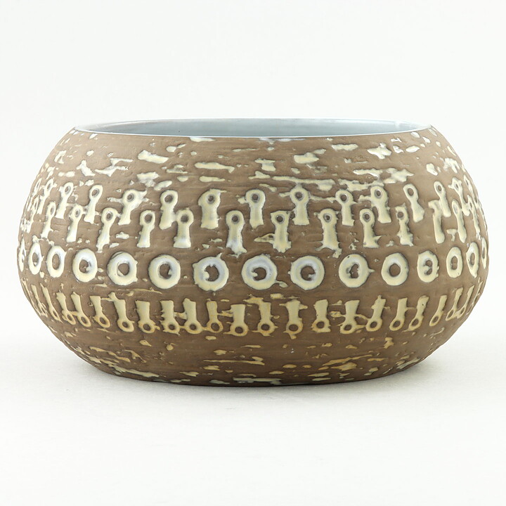 マリ・シムルソン 幾何学模様の茶色のボウル（Bowl） 1960年代  18/9cm