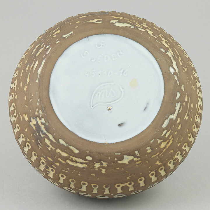 マリ・シムルソン 幾何学模様の茶色のボウル（Bowl） 1960年代  18/9cm