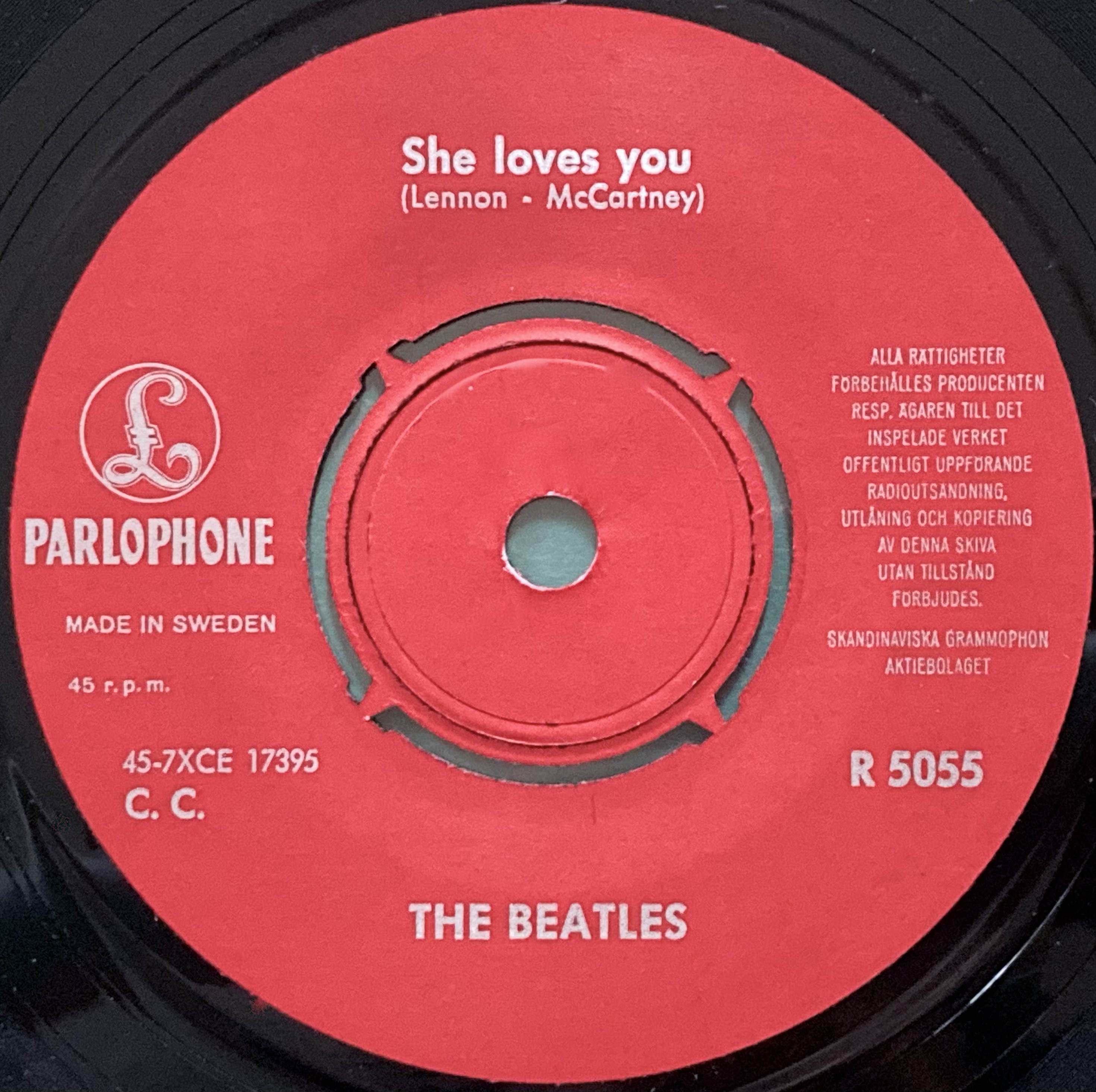 BEATLES - She loves you 7" DARK BLUE Swe PS 1963 - 5