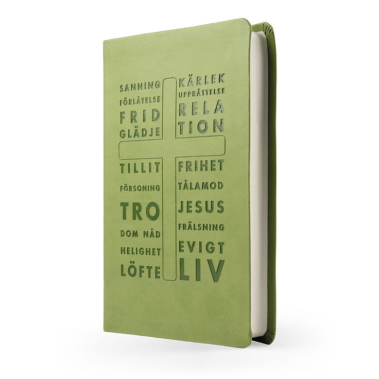 Omslag: Svenska Folkbibeln 2015, slimline, grön skinnimitation