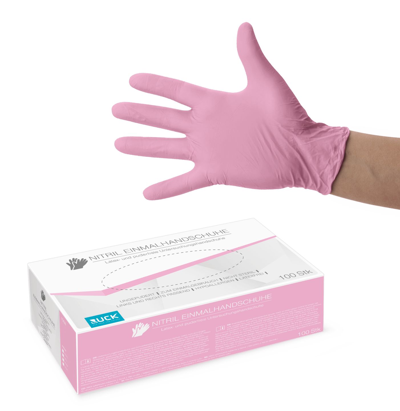 RUCK® Nitril Engångshandske, rosa (Str. S), 100-pack