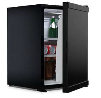 Minibar with 2 shelves, black coloured, 35 litres