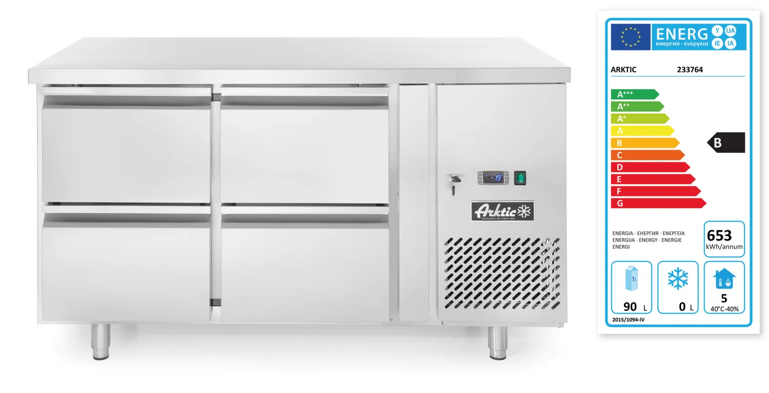 Kylbänk med 4 lådor, 280L - 2