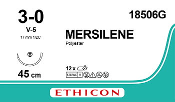 Mersilene suture 3-0, 18506G, V-5 needle, 45 cm green