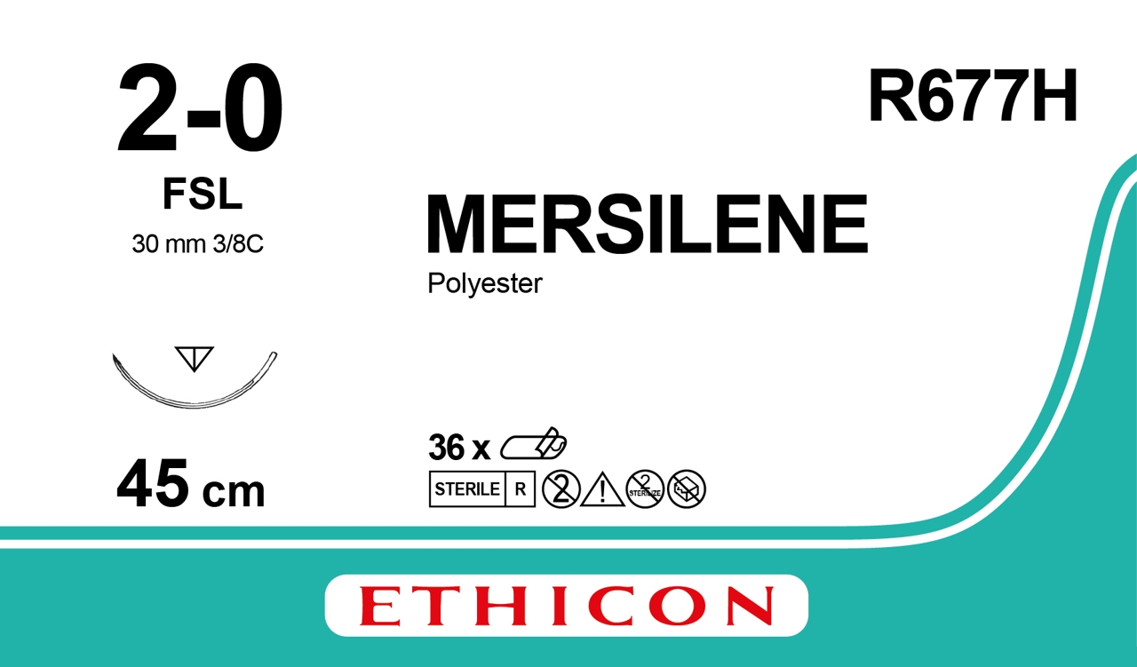 Mersilene suture 2-0, R677H, FSL needle, 45 cm white