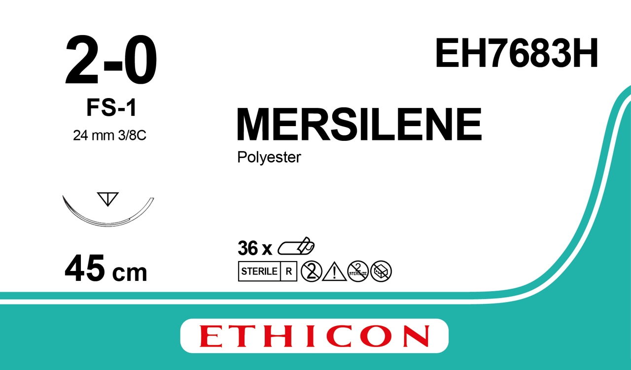 Mersilene sutur 2-0, EH7683H, FS-1 needle, 45 cm green