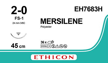 Mersilene suture 2-0, EH7683H, FS-1 needle, 45 cm green