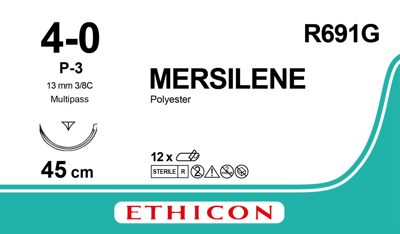 Mersilene sutur 4-0, R691G, P-3 needle, 45 cm white