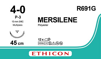 Mersilene suture 4-0, R691G, P-3 needle, 45 cm white