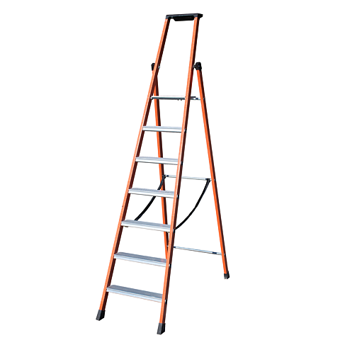 Glass-fibre-reinforced Stepladder singlesided 7-step 1,60m