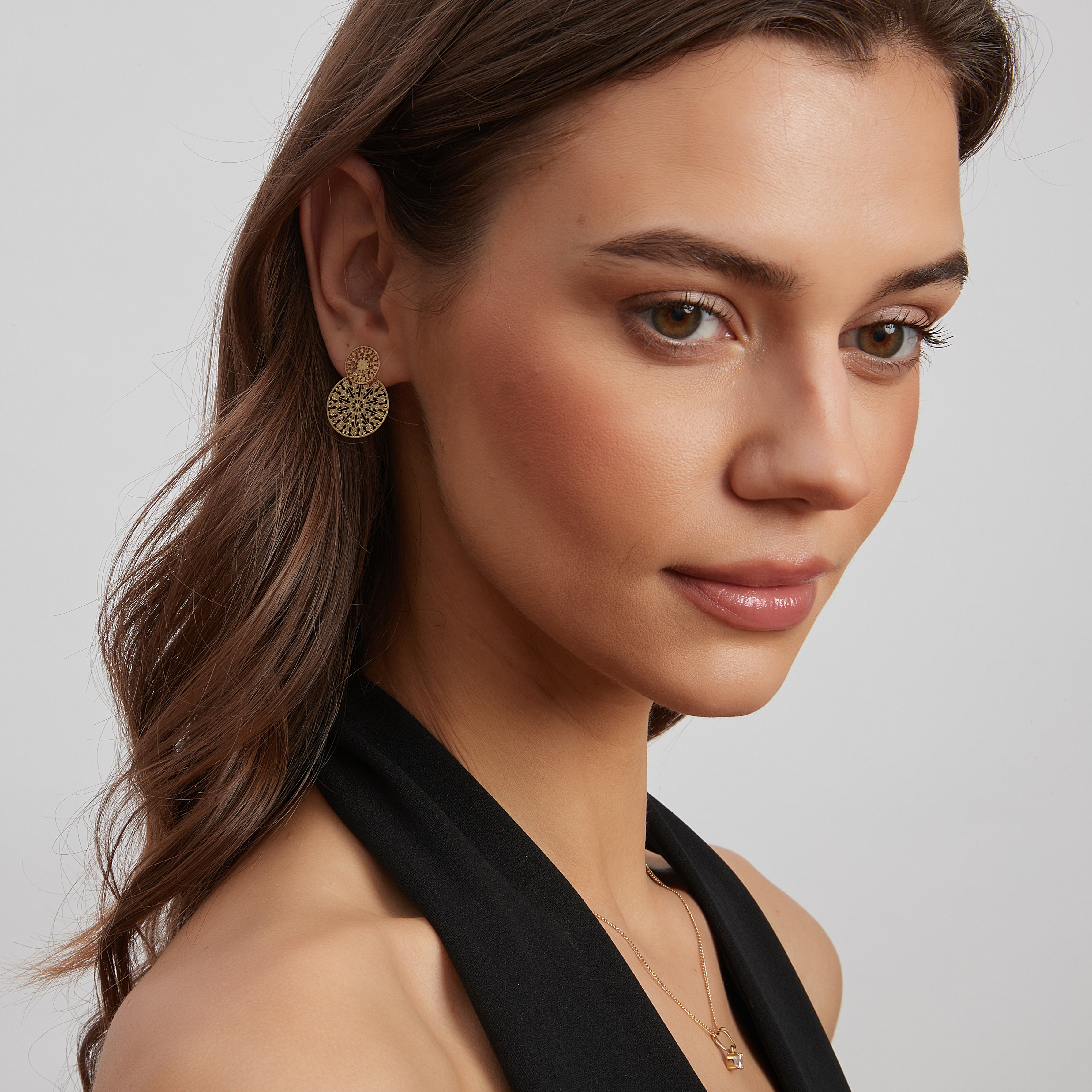 Spinn twin earring, Gold - 4