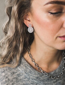 Spinn twin earring, silver
