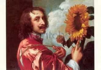 Self-Portrait with a Sunflower, Postcard