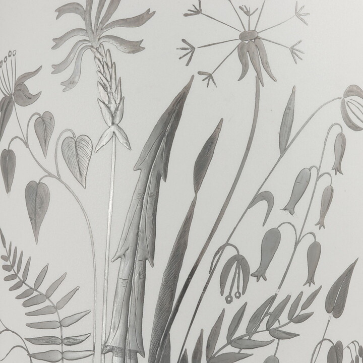 スティグ・リンドベリ Graziaシリーズ  花が銀色で描かれた花瓶 1951年   27 cm