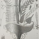 Stig Lindberg (Grazia 1951) Stylistic Vase with Flowers in Vase Motif 27 cm