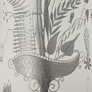 スティグ・リンドベリ Graziaシリーズ  花が銀色で描かれた花瓶 1951年   27 cm