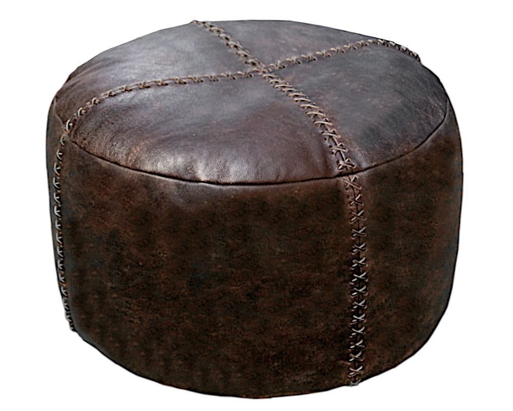 Läder Sittpuff Vintage Look