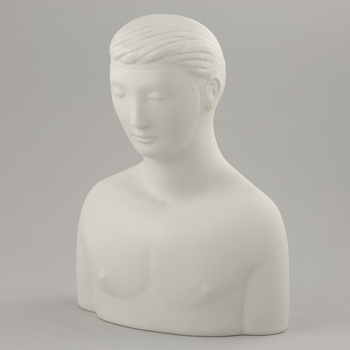 Stig Lindberg (Parian 1977) Matte White Mannen Med Masken Sculpture 24 cm 