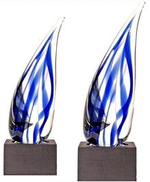 Sailing Wind Sculpture Clear/Blue Medium