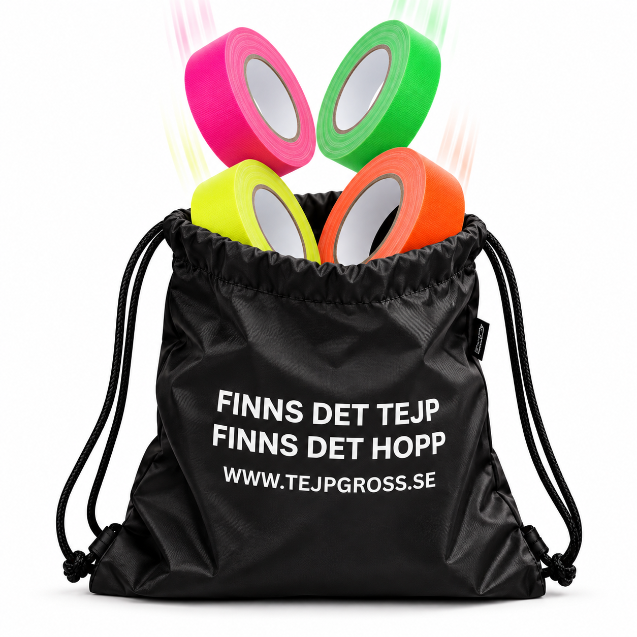 Neontejp 4st i olika färger  i påse