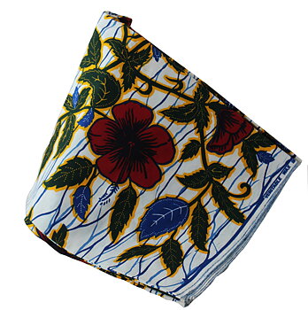 Afrikanskt tyg Vit Hibiskus