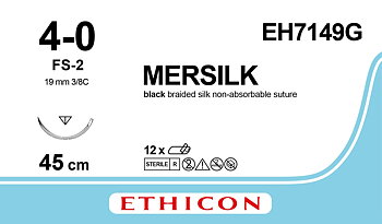 Silke sutur 4-0, EH7149G, FS-2 needle, 45 cm black